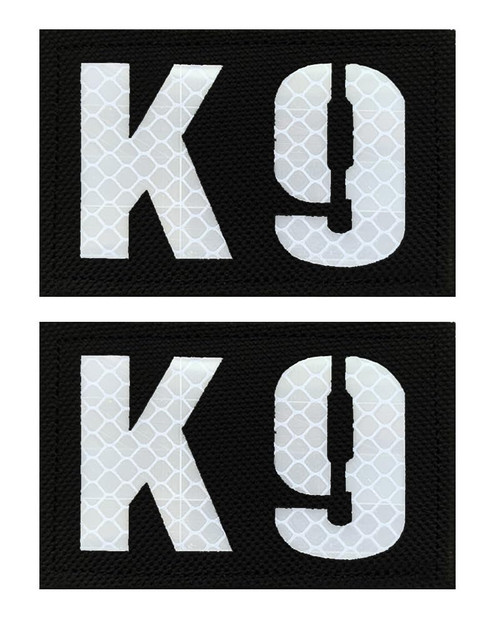Antrix 2 Pieces K9 IR Infrared Reflective Service Dog Police Dog Army Dog Swat Dog American Large Dog Patch Emotional Tactical K9 Badge with Hook Loop Backing for Service Dog Animals