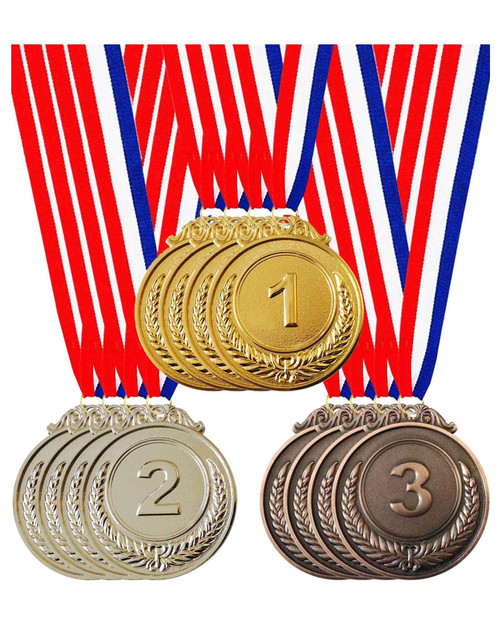 Jauisus 12 Pcs Gold Silver Bronze Medals 1st 2nd 3rd Place Metal Award Medals Olympic Style Winner Awards with Neck Ribbon for Sports, Party, Prizes, Competitions, 2 Inches Jauisus 12 Pcs Gold Silver Bronze Medals 1st 2nd 3rd Place Metal Award Medals Olympic Style Winner Awards with Neck Ribbon for Sports, Party, Prizes, Competitions, 2 Inches