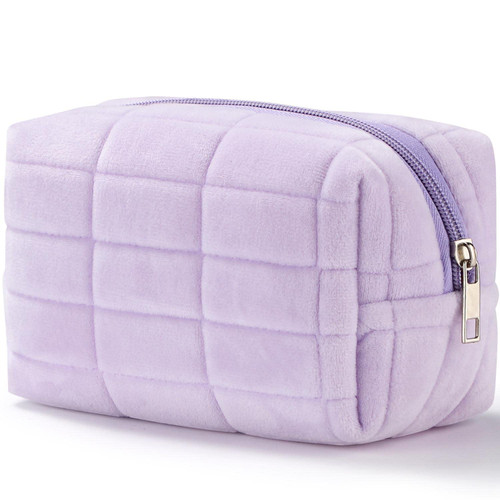 WantGor Cosmetic Bag for Women, Small Makeup Bags Organizer Travel Toiletry Bag Makeup Pouch Cosmetic Storage Bag for Purse (Purple)