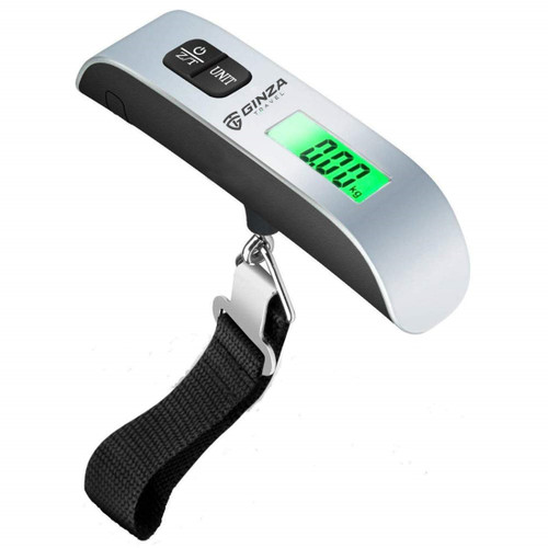 GinzaTravel Electronic Luggage Scale 110 Lbs High Precision Travel Digital Hanging Scales 50kg Luggage Scale (Silver, 1PC A)