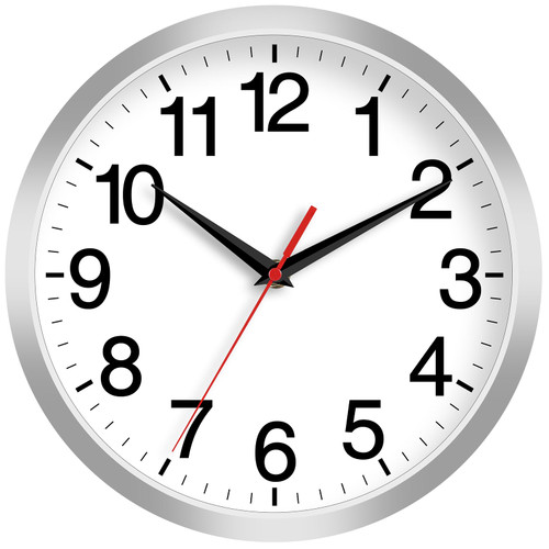 Rohioue Wall Clock, Modern 10 Inch Battery Operated Wall Clocks, Silent Non Ticking Small Analog Clock for Bedroom, Kitchen, Bathroom, Office, Home, Living Room (Silver)