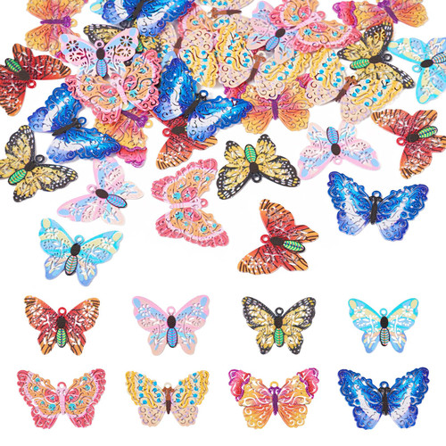 FASHEWELRY 32Pcs Stainless Steel Butterfly Charms Rainbow Wings Earring Charms Filigree Insect Pendants Multicolor Metal Embellishments for DIY Jewelry Making FASHEWELRY 32Pcs Stainless Steel Butterfly Charms Rainbow Wings Earring Charms Filigree Insect Pendants Multicolor Metal Embellishments for DIY Jewelry Making