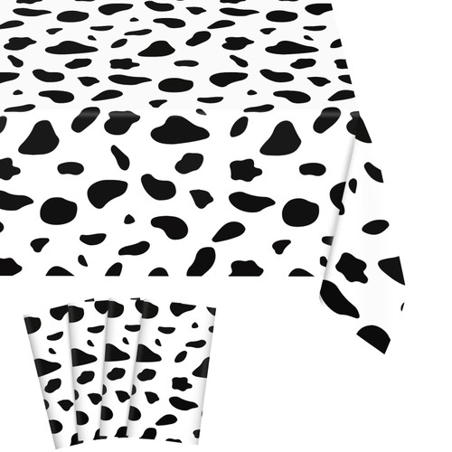 Cow Print Tablecloth 4 Pack Black and White Cow Print Table Cloths for Baby Shower Birthday Parties Farm Animal Themed Party Holiday Outdoor Picnic 54 x 108 Inch