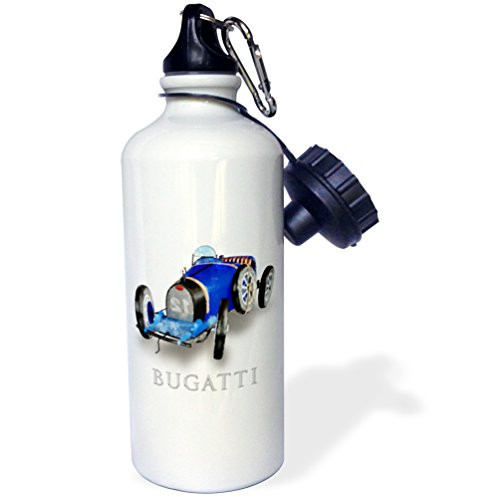 3dRose wb_58801_1 Classic Bugatti Racing Car-Sports Water Bottle, 21 oz, White