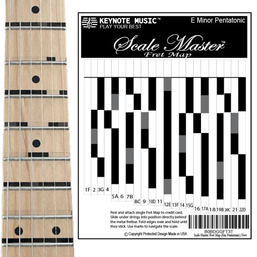Scale Master Fret Map-Learn Guitar Major Minor Scales-Fretboard Stickers Guitar Fretboard Notes Guitar Neck Sticker Scale Acoustic Electric Decals Beginner Training (Em Pentatonic)