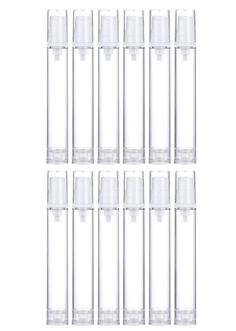 Wresty 12 Pcs Vacuum Lotion Bottles Plastic Empty Airless Pump Bottles Travel DIY Cosmetic Cream Pump Bottles Makeup Foundation Toiletries Liquid Vacuum Container (15ml)