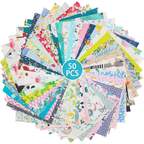 ZGXY Fabric, 50 pcs/lot Top Cotton 8" x 8" (20cm x 20cm) Squares Patchwork, Precut Multi-Color and Different Pattern for Sewing Quilting Crafting, Home Party Craft Fabric DIY Sewing Mask