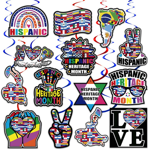 Hispanic Heritage Month Decorations Hanging Swirl Decorations Latino Heritage Month Swirls Spanish Classroom Decorations World Flag Banner National Hispanic Heritage Decorations Decor for Classroom