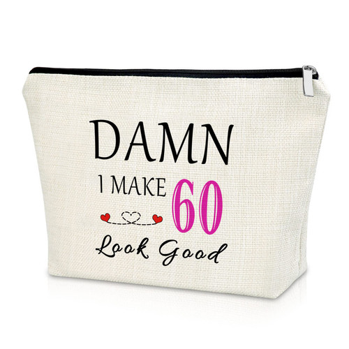 Sazuwu 60th Gifts Idea 60th Birthday Gift for Women Makeup Bag 60 Year Old Birthday Gifts for Grandmother Wife Aunt Cosmetic Bag Happy 60th Birthday Gifts Retirement Mother's Day Gift Christmas Gift