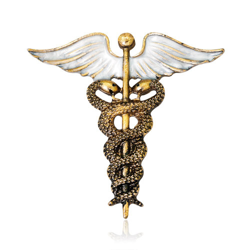 Vintage Medical Caduceus Stethoscope Brooch Badge Lapel Pin Medicine Symbol Brooches Jewelry Gifts for Nurse Doctor Students Jewelry (Caduceus)