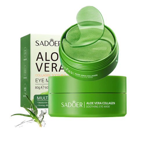 Aloe Vera Eye Mask, Under Eye Mask Collagen Under Eye Patches for Dark Circles and Puffiness Smooth Wrinkles Fine Lines, Moisturizing Eye Tightening Eye Patch Reduce Under Eye Bags 60 PCS