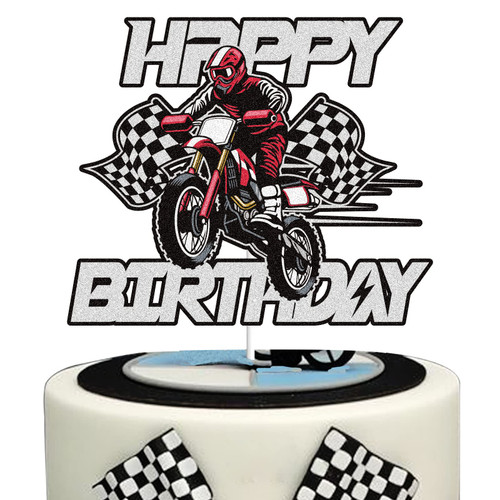 Dirt Bike Happy Birthday Cake Topper Black Red Motocross Motorcycle Racing Car Cake Decoration Extreme Sports Themed Party Supplies For Boys Men Dirt Bike Happy Birthday Cake Topper Black Red Motocross Motorcycle Racing Car Cake Decoration Extreme Sports Themed Party Supplies For Boys Men