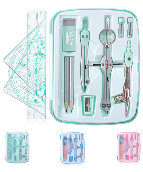 Mr. Pen- Geometry Set, 13 pcs, Compass for Geometry Compass, Geometry Kit Set with Shatterproof Storage Box, Math Compass, Geometry Set for School, Compass Math, Protractor and Compass Set