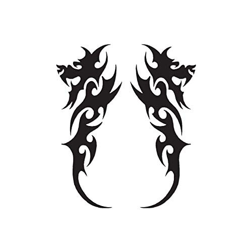 Pair of Tribal Dragons - Vinyl Decal Sticker - 5.75" x 6.75" - Black