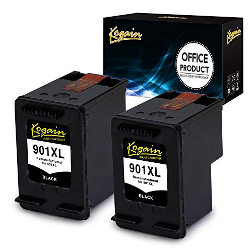 Kogain Remanufactured for HP 901 901XL Ink Cartridges 2 Black, High Yield Work with HP OfficeJet 4500 G510a J4680 J4580 J4550 J4540 J4500 J4524 J4624 J4640 J4660 J4680c Printer