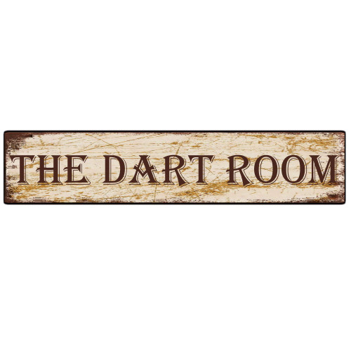 The Dart Room Aluminum Metal Plaque Rustic Tin Sign Retro Wall Decor 4x16 in / 10x40 cm