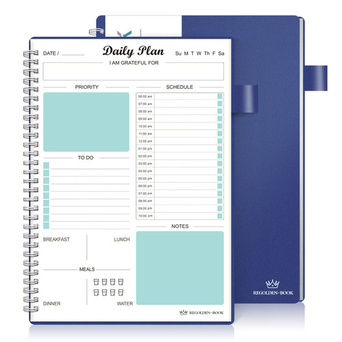 Daily Planner Undated, To Do List Notebook with Hourly Schedule (Blue, B5-Daily Planner)