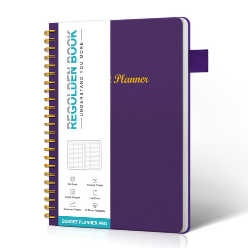 Regolden-Book Budget Planner - Undated Monthly Budget Book with Pockets, Expense Tracker Notebook Hardcover, Financial Planner to Manage Your Money Effectively,12 Months, A5, Purple(6''x8.5'') Regolden-Book Budget Planner - Undated Monthly Budget Book with Pockets, Expense Tracker Notebook Hardcover, Financial Planner to Manage Your Money Effectively,12 Months, A5, Purple(6''x8.5'')