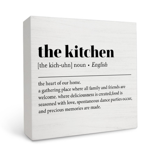 Kitchen Signs,Kitchen Decor,The Kitchen Wooden Box Sign Decor,Rustic Wood Box Sign Block Plaque for Home Kitchen Dining Room Shelf Table Decor