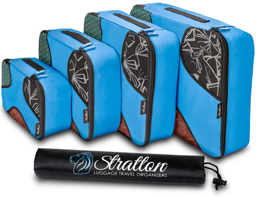 Stratton 5 Set Packing Cubes, Travel Luggage Organizers with Laundry Bag (Gentlemen's Blue)