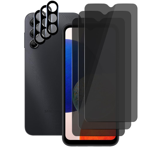 UZWZW (3+3) For Samsung Galaxy A14 4G / 5G (3 Pack) Anti Spy Private Tempered Glass Film Privacy Screen Protector and (3 Pack) Camera Lens Protector, 9H Hardness, 2.5D, Anti Scratch UZWZW (3+3) For Samsung Galaxy A14 4G / 5G (3 Pack) Anti Spy Private Tempered Glass Film Privacy Screen Protector and (3 Pack) Camera Lens Protector, 9H Hardness, 2.5D, Anti Scratch