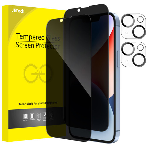 JETech Privacy Full Coverage Screen Protector for iPhone 14 6.1-Inch with Camera Lens Protector, Anti-Spy Tempered Glass Film, 2-Pack Each