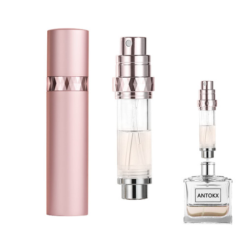 ANTOKX Perfume Refillable Bottle Atomizer - 5ML Pocket Perfume Atomizer, Perfume Bottles Empty, Refillable Perfume Spray Bottle, Portable Perfume Sprayer for Women and Men (Pink)