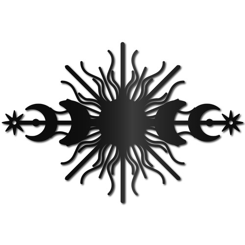 CREATCABIN Sun Metal Wall Art Decor Iron Wall Art Phase Moon Black Hollow Sculpture Hanging Decor Rustic Wall Sign Decoration for Indoor Outside Living Room Home Office Hotel Balcony 11.8 x 7.9Inch