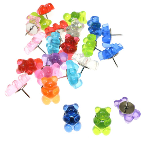 Lind Kitchen 20PCS Bear Pushpin Decorative Push Pins Thumb Tack Bears Push Pins Board Bears Push Pins for Office Home Bulletin Board Corkboard Hanging Posters (Mixed Color)