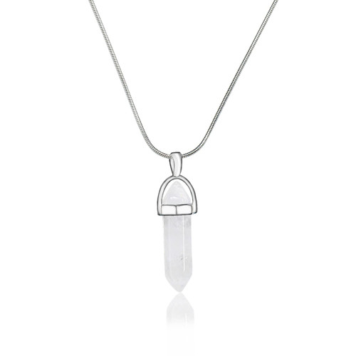 Runyangshi 1PCS Healing Chakra Crystal Pendant Hexagonal Bullet Shaped Pendant Crystals Natural Clear Quartz For Women Girls Chakra Reiki Meditate Gift