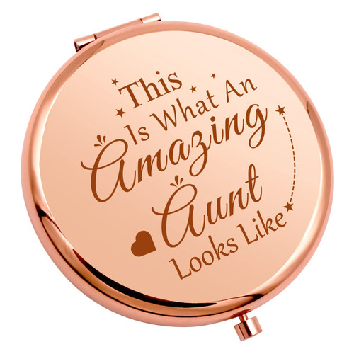 Auntie Gifts from Niece Nephew Compact Mirror Gifts for Aunts Birthday Aunt Gifts from Niece and Nephew Appreciation Gift for Aunt Travel Makeup Mirror Retirement Thank You Aunt Gifts from Nephew