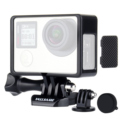 YALLSAME Frame Mount Case for GoPro Hero 4 3 3+ with Lens Cap and Side Door Cap Protective Wire Connectable Skeleton Housing Case Accessories Kit for GoPro 4 3 3+ Action Camera