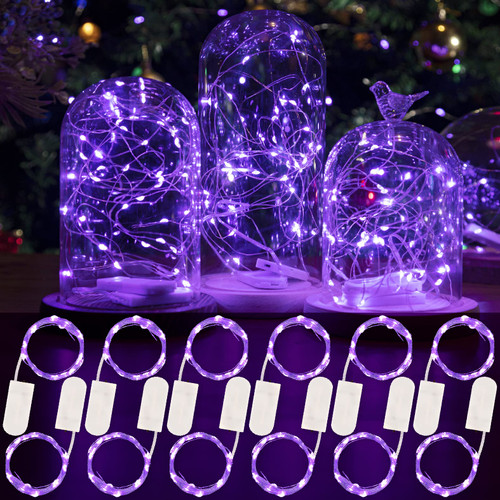 HXWEIYE 12 Pack LED Fairy Lights Battery Operated, 7ft 20LED Purple Mini Fairy String Lights Mason Jar Lights, Waterproof Firefly Starry Lights for Indoor Outdoor Mason Jars Halloween Thanksgiving HXWEIYE 12 Pack LED Fairy Lights Battery Operated, 7ft 20LED Purple Mini Fairy String Lights Mason Jar Lights, Waterproof Firefly Starry Lights for Indoor Outdoor Mason Jars Halloween Thanksgiving