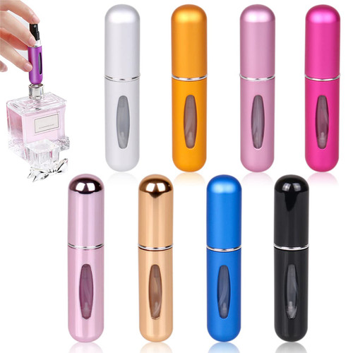ROSARDEN Travel Mini Perfume Refillable Atomizer, Portable Perfume Spray Container Bottle, Travel Perfume Scent Pump Case Fragrance Empty Spray Bottle for Traveling and Outgoing (8 Pack, 5ml)