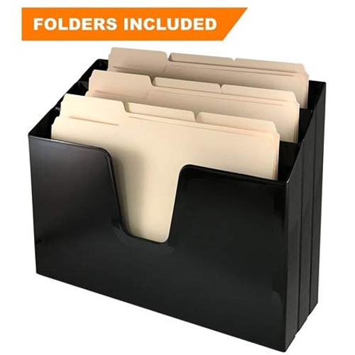 Acrimet Horizontal Triple File Folder Organizer (Folders Included) (Black Color)