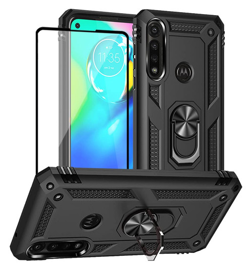 Yiakeng for Moto G Power 2020 Case, Moto G Power Case with Screen Protector, Military Grade Protective Cases with Ring for Moto G Power 2020 (Black)