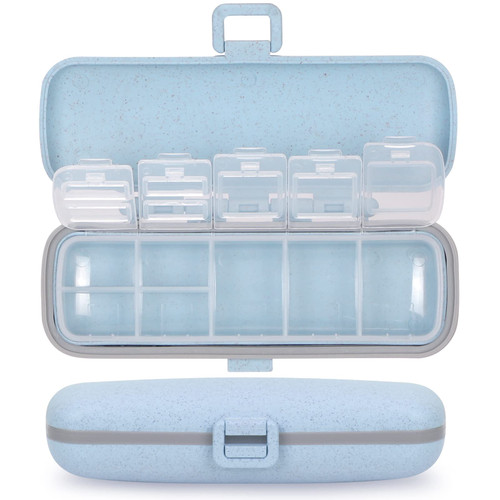 Naturetouch Pill Organizer, 7 Compartments Pill Box Portable Travel Medicine Organizer for Purse or Pocket 7 Day Pill Dispenser Storage Case with Lock for Vitamin Medication Fish Oil Supplements Blue Naturetouch Pill Organizer, 7 Compartments Pill Box Portable Travel Medicine Organizer for Purse or Pocket 7 Day Pill Dispenser Storage Case with Lock for Vitamin Medication Fish Oil Supplements Blue