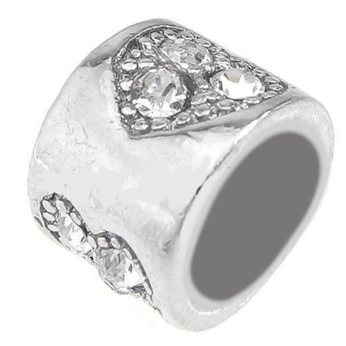 Heart Shaped Clear Rhinestones Bead for snake Chain charm Bracelet