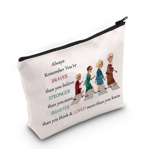 LEVLO Golden Inspired Cosmetic Make Up Bag Golden TV Show Fans Gift You Are Braver Stronger Smarter Than You Think Makeup Zipper Pouch Bag (Golden Bag) LEVLO Golden Inspired Cosmetic Make Up Bag Golden TV Show Fans Gift You Are Braver Stronger Smarter Than You Think Makeup Zipper Pouch Bag (Golden Bag)