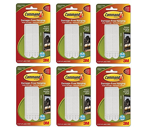 Command Large Picture-Hanging Strips, White, 24-Sets