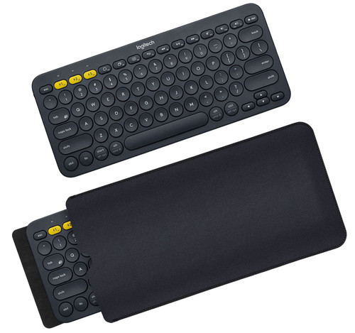 PU Leather Keyboard Sleeve Case Cover for Logitech K380 Multi-Device Keyboard Cover, Logitech K380 Keyboard Protector Skin Pouch, Logitech K380 Travel Sleeve Pouch Bag Accessories, Black