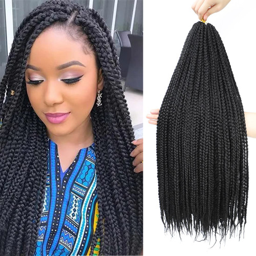 Crochet Box Braids 2 Packs 48 Strands 18 Inch Goddess Box Braids Crochet Hair Pre looped Crochet Hair 3x Crochet Braids for Black Women (18 Inch 1B)