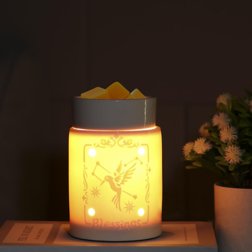 Wax Melts Warmer Burner Ceramic Essential Oil Burner Electric Melts Warmer Wax Cube Melter Fragrance Warmer Ideal Gift for Scented Wax Tart Cube Aromatherapy Home Office Bedroom Living Room Gifts