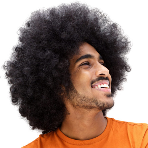 Smilco Short Black Fluffy Disco Afro Hippie Wigs, Curly Afro Wig for men, 70s 80s Afro Wigs Anime Rocker Wig Costume Cosplay Halloween Daily Wear Wig Heat Resistant Synthetic Wig