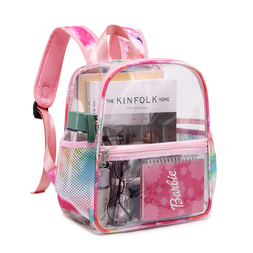 Imyth Clear Backpack Stadium Approved 12x6x12 Small Suitable for School,Concerts,Work,Sporting Events (Rainbow Powder)