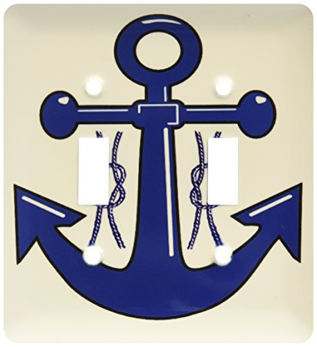 3dRose LSP_47900_2 Navy Blue Anchor n Nautical Knots Toggle Switch