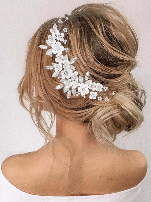 Unicra Silver Flower Bride Wedding Hair Vine Pearl Bridal Hair Piece Rhinestone Hair Accessories Leaf Headband for Women and Girls Unicra Silver Flower Bride Wedding Hair Vine Pearl Bridal Hair Piece Rhinestone Hair Accessories Leaf Headband for Women and Girls