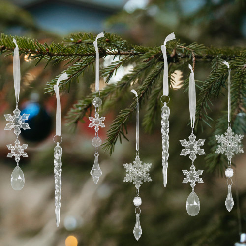 WBCBEC 20PCS Crystal Christmas Ornaments for Christmas Tree Decorations Hanging Acrylic Snowflake and Icicle Ornaments with Drop Pendants for Christmas Tree New Year Party Decorations Supplies WBCBEC 20PCS Crystal Christmas Ornaments for Christmas Tree Decorations Hanging Acrylic Snowflake and Icicle Ornaments with Drop Pendants for Christmas Tree New Year Party Decorations Supplies