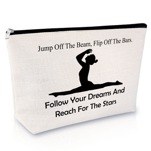 Gymnastics Inspirational Gift Makeup Bag Gymnastic Lover Gift Gymnast Gift for Women Gymnastics Coach Thank You Gift Gymnastics Team Gift Cosmetic Bag Christmas Graduation Birthday Gift Travel Pouch