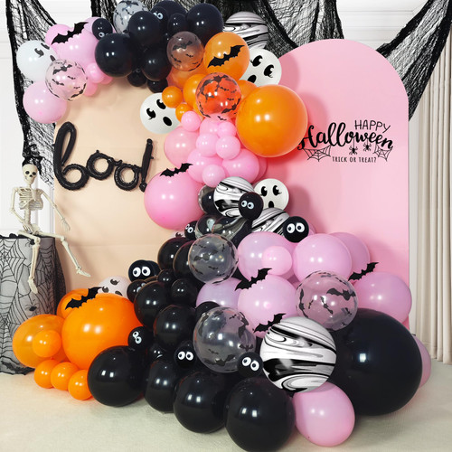 Black Pink Halloween Balloon Garland Arch Kit, Pink Halloween Decorations Party Supplies for Girl, Large Size Halloween Balloon Garland, Boo foil balloon, Bat Balloons Black Pink Halloween Balloon Garland Arch Kit, Pink Halloween Decorations Party Supplies for Girl, Large Size Halloween Balloon Garland, Boo foil balloon, Bat Balloons